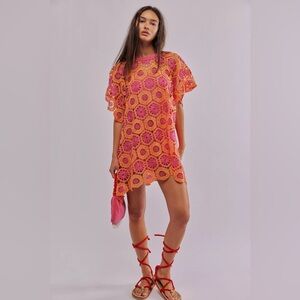Free People Audrey Crochet T-Shirt Dress Size Medium
